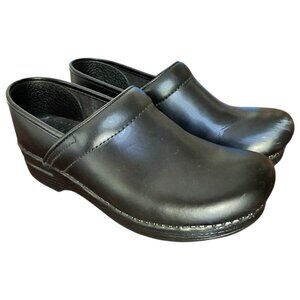 Dansko Clogs Women 8.5 EU 39 Professional Nursing Shoes Black Cabrio Leather